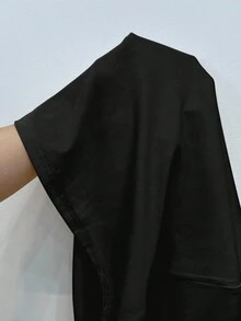 SHEIN Áo ba lỗ cổ tròn in họa tiết hiệp sĩ cỡ lớn dành cho nữ - màu đen - Xem 5