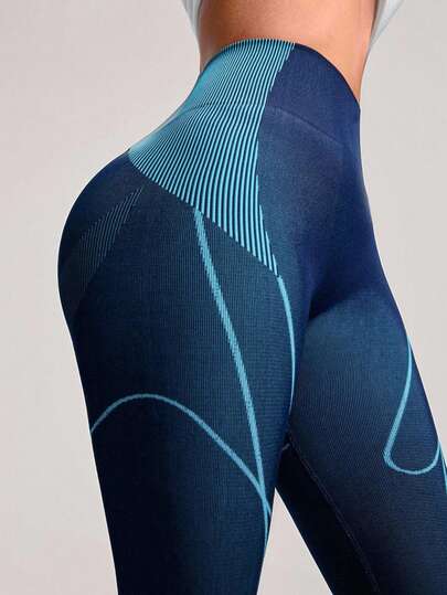 Innovista Leggings deportivos sin costuras de alta sujeción con cintura alta y espalda en V, para uso diario, yoga, pilates, HIIT, oficina y gimnasio. Prendas activewear con estructura, suaves y cómodas, con control de abdomen, compresión y sin costuras. Ideales para ejercicio, cardio, actividades al aire libre y con protección UV. Listos para virales en redes sociales. Color azul.