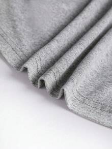 INAWLY Women's Casual Fitted Ruched Waist Letter Print Short Sleeve T-Shirt, Versatile Going Out Top, Suitable For Summer, Christmas - Grey - View 3