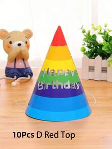 SHEIN 10 件彩虹派对装饰生日帽、生日派对创意三角帽、家居装饰、适合所有人的生日派对帽、艺术装饰礼品、 - 彩色 - 查看 14