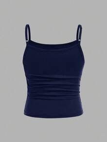 Girlism 3件套少女修身休闲运动吊带背心基础款上衣女童背心多件装女童吊带背心3件装上衣背心少女背心带胸罩 - 藏蓝色 - 查看 8