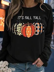 Áo nỉ cổ tròn tay dài họa tiết Halloween cỡ lớn dành cho nữ, thời trang dạo phố mùa đông thu đông - màu đen - Xem 3