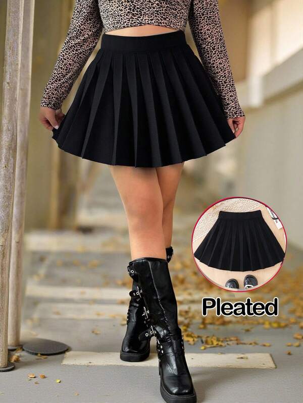 Emery Rose Kids Emery Rose Kids Falda mini plisada de unicolor para niña, casual y versátil