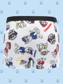 SHEIN | PAW Patrol 男童舒适透气柔软狗狗印花短裤 - 藍白色 - 查看 6