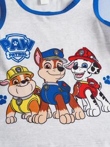 SHEIN | PAW Patrol 2pcs Young Boy Grey & Blue Contrast Trim  Cute Cartoon Dog Puppy Print Tank Top And Shorts Underwear Set,Soft & Comfortable,Suitable For Everyday Wear, Boy 2 Piece Set Fall Winter