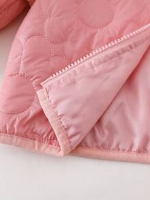 SHEIN Baby Girl Fashionable Floral Pattern Hooded Zip-Up Thick Padded Coat, Versatile For Daily Wear In Winter Baby Girl Winter Jacket Fall - Pink - View 4