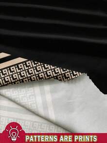 Mellowie 经典几何印花大码长袖圆领连衣裙 - 彩色 - 查看 3