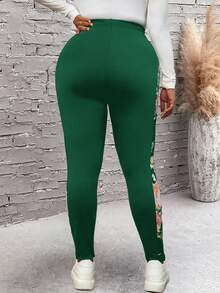 EMERY ROSE Leggings in Große Größen für Damen mit Blume Muster, schmal geschnitten, hoher Taille, Lässig Patchwork