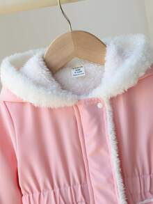 SHEIN 6Months-3Years Baby Girl Coat Casual Style Fall Outfits For Girl Warmer Fleece Coat Winter - Pink - View 4