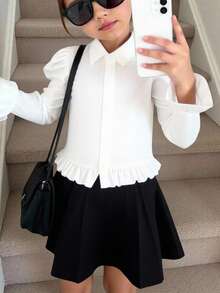 Emery Rose Kids Emery Rose Kids Young Girl Solid Color Pleated Knit Skirt, Casual & Versatile , Back To School