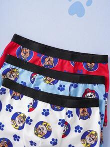 SHEIN | PAW Patrol 3pcs Young Boy Red & Blue & White Comfortable Soft Breathable Cartoon Dog Print Trunks, Boxers Briefs Packs, Basic Casual,,Suitable For Everyday Wear, Boys Boxers, Toddler Boys Underwear