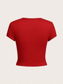 SHEIN EZwear 4 件套休闲简约圆领短袖短款修身女式 T 恤，适合夏季 - 彩色 - 查看 2