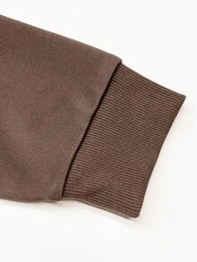 Claim Dot Áo nỉ cổ tròn tay dài dáng rộng in chữ cho nam, mùa thu - màu nâu - Xem 4