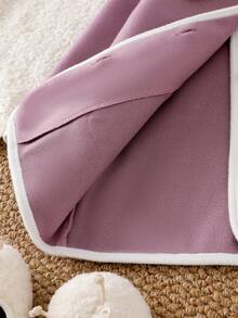 Souflis Souflis Baby Girl Casual Fashion Versatile Retro Elegant Contrast Color Coat Jacket Suitable For Autumn And Winter Daily Wear Fall - Purple - View 4