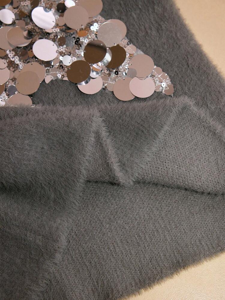 WOMEN'S SEQUIN PATCHWORK SWEATER, SUITABLE FOR PARTY IN AUTUMN/WINTER