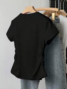 SHEIN Women's Fitted T-Shirt With English Letter Print, Slimming & Elegant Style, European & American