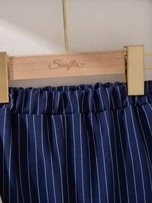 Souflis 男婴秋冬两件套套装 - 白色长袖蝴蝶结领上衣，搭配藏蓝色条纹裤，绅士套装，适合生日、派对、各种场合