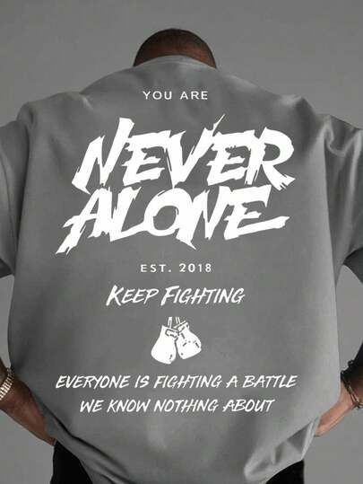 Manfinity EMRG 夏季大码男士休闲标语图案圆领短袖T恤