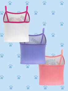 SHEIN | PAW Patrol 3pcs Young Girl  Cute Cartoon Dog Puppy Print Camisole Top , Kawaii,Cute,Sweet,Character Tank Tops,Suitable For Everyday Wear, Girls Tanks Multipack, Girl Tanks Fall Winter - Multicolor - View 2