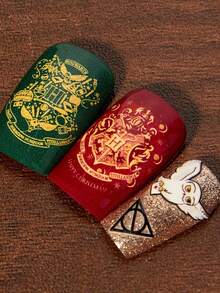 HARRY POTTER X SHEIN Fashionable 3D Relief Hot Stamping Nail Art Decorative Stickers Waterproof Self-Adhesive,Free Of Baking Lamp,Nail Accessories,Hedwig,Golden Snitch,Nail Decals, Nail Supplies, Nail Charms, Nail Stuff, Nails Press On, Salon DIY Sliding Nail Art Decoration, Nail Tech Must Haves,Nails Press On,Nail Tips,Manicure Sliders Decor - Multicolor - View 9