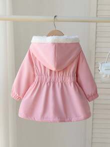 SHEIN 6Months-3Years Baby Girl Coat Casual Style Fall Outfits For Girl Warmer Fleece Coat Winter - Pink - View 2