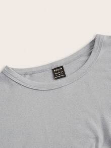 SHEIN EZwear 4pcs/Set Solid Color Cropped Round Neck Short Sleeve Fitted Women T-Shirt, Suitable For Summer - Multicolor - View 6