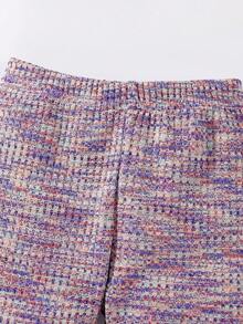 Elladie kids Bộ 2 món áo hoodie cầu vồng màu kẹo cho bé gái và quần dệt kim mềm mại rộng rãi co giãn, mùa xuân/thu - Màu xanh hải quân - Xem 5