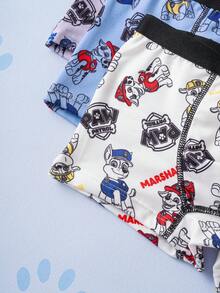 SHEIN | PAW Patrol 男童舒适透气柔软狗狗印花短裤 - 藍白色 - 查看 11
