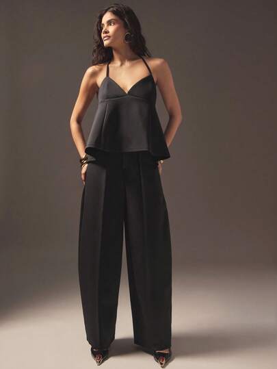 Hauture Calça Casual Sexy Feminina de Ajuste Relaxado com Balão e Stretch para Escritório