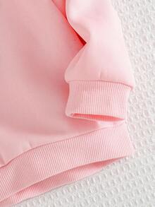 Cozy Pixies Felpa girocollo a maniche lunghe per bambina, con grafica di orsetto leopardato con fiocco in peluche, foderata in pile, casual, versatile per uso all'aperto