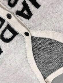 Manfinity Dauomo J'AI EU UN RÊVE FIÉVREUX SUR TOI Cardigan homme tricoté à motif jacquard de lettres, cardigan confortable à manches longues et couleurs contrastées, convient pour les sorties quotidiennes, automne hiver - Multicolore - Voir 3