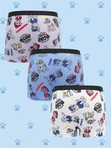 SHEIN | PAW Patrol 男童舒适透气柔软狗狗印花短裤 - 藍白色 - 查看 2