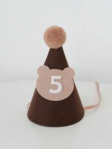 SHEIN 1 件 17cm * 12cm 可爱棕熊形状无纺布生日帽，派对帽装饰，发夹发饰，生日礼物，适合 1-9 岁 - 棕色 - 查看 10