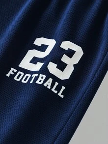 SHEIN 2pcs/Set Young Boys' Casual Sports Outfit, Short Sleeve Printed Loose Knit T-Shirt And Loose Drawstring Pants, Comfortable And Soft For Running And Sports