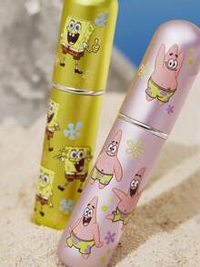 SpongeBob SquarePants | SHEIN 5ml/0.2oz Dark Gray Refillable Perfume Atomizer Spray Bottle With Bottom Filling Self-Pump Type Reusable Fragrance Bottle, Mini Portable Cosmetic Bottle Liquid Filling Bottle,With A Visible Window, Portable For Travel And By Plane,Patrick,Yellow&Pink