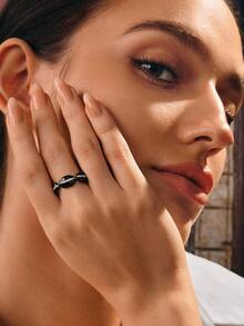 Glisma 18K镀金可调节珐琅开口戒指，奢华优雅的女士风格，欧美时尚 - 金色 - 查看 1