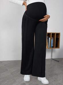 Momance Casual Fashion Drawstring Vertical Striped Straight Leg Sweatpants - Black - View 3