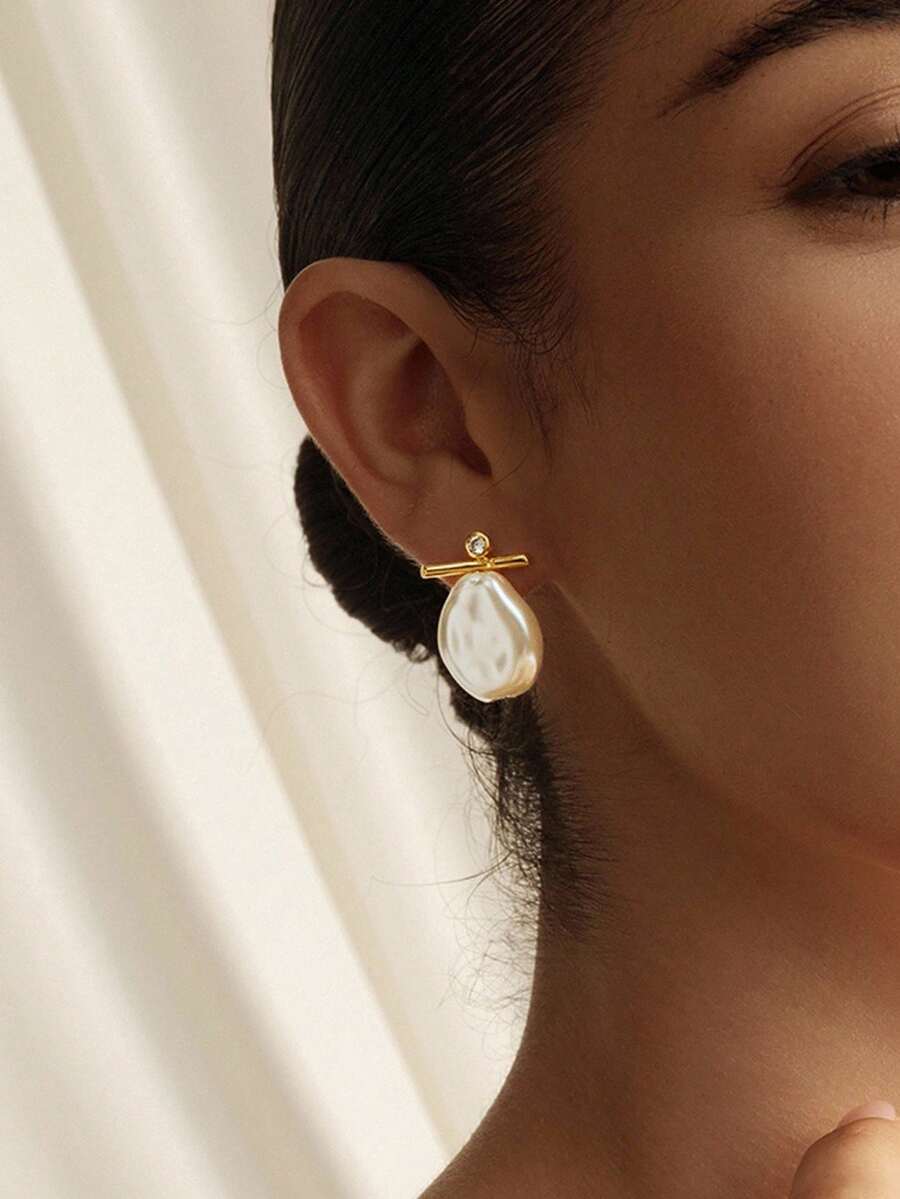 Opalesca Women's Fashionable Versatile Earrings, Suitable For Daily Wear,Holiday,Vacation,Party,Wedding,ElEGANT,PREMIUM,Basics,PEARL,Metallic/Texture,For Mom/Women/Girl/Mother,Fall/Autumn/Winter,Outfits,Old Money,Premium,Pearl,Elegant,Fairycore/Fairy