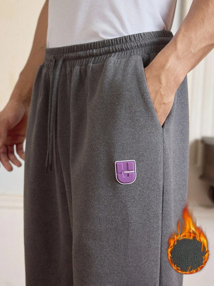 SWAVVY Lässige, locker sitzende Fleece-Jogginghose mit Kordelzug für Herren, Herbst Winter