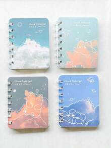 SHEIN Set de 4 cuadernos espirales con adornos florales, mini diarios de bolsillo tamaño A7, portátiles para la oficina - Multicolor - Ver 17