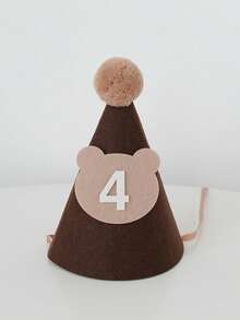 SHEIN 1 件 17cm * 12cm 可爱棕熊形状无纺布生日帽，派对帽装饰，发夹发饰，生日礼物，适合 1-9 岁 - 棕色 - 查看 7