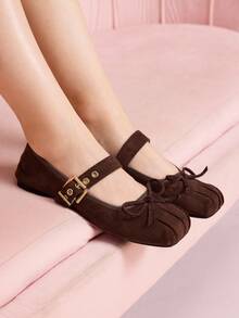 CUCCOO DOLLMOD 女士优雅芭蕾舞鞋玛丽珍平底鞋 - 咖啡棕 - 查看 2