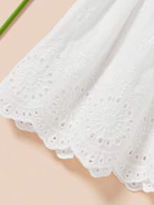 SHEIN Newborn Baby Girl Decorative Lace Round Neck Ruffle Waist Dress