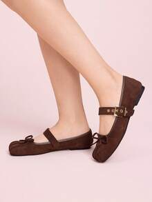 CUCCOO DOLLMOD 女士优雅芭蕾舞鞋玛丽珍平底鞋 - 咖啡棕 - 查看 3