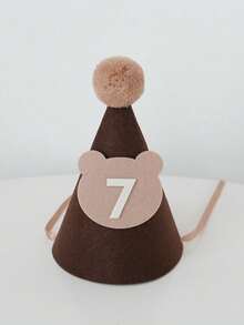 SHEIN 1 件 17cm * 12cm 可爱棕熊形状无纺布生日帽，派对帽装饰，发夹发饰，生日礼物，适合 1-9 岁 - 棕色 - 查看 4