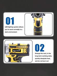 SHEIN 1 套 SUBY 无绳冲击钻 3 功能电动螺丝刀，带 2x21V 电池，24 件配件，适用于家庭 DIY 维修建筑木工钻孔工具套件