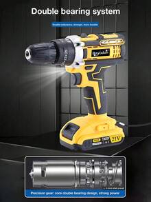 SHEIN 1 套 SUBY 无绳冲击钻 3 功能电动螺丝刀，带 2x21V 电池，24 件配件，适用于家庭 DIY 维修建筑木工钻孔工具套件