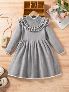 女童时尚可爱荷叶边针织长袖毛衣连衣裙，秋冬女童毛衣连衣裙，长袖女童连衣裙，女童冬季连衣裙，女童荷叶边连衣裙，女童灰色连衣裙，秋冬女童灰色连衣裙，彼得潘领连衣裙，女童春秋连衣裙，女童春秋连衣裙，女童毛衣连衣裙，秋冬女童连衣裙，长袖童装连衣裙，女童针织连衣裙，秋冬女童连衣裙，秋冬女童连衣裙，长袖女童连衣裙，女童秋冬连衣裙，女童春秋连衣裙，女童服装 - 淺灰色 - 查看 8