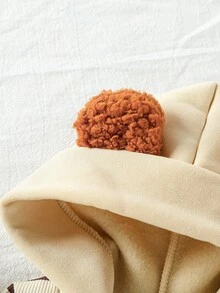 SHEIN Playful Pals 2件裝嬰兒男寶寶可愛秋季米色泰迪熊刺繡連身褲 & 條紋3D絨毛耳連帽外套套裝 適合家庭搭配嬰兒衣物吊帶褲 - 彩色 - 查看 7