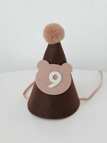 SHEIN 1 件 17cm * 12cm 可爱棕熊形状无纺布生日帽，派对帽装饰，发夹发饰，生日礼物，适合 1-9 岁 - 棕色 - 查看 6